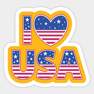 I Love USA American Flag Sticker